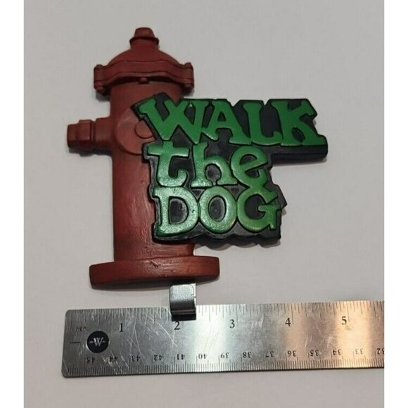 "Walk The Dog" Dog Leash/Keys/Trinkets Holder Wall Plaque Red Hydrant NIB - Picture 9 of 10